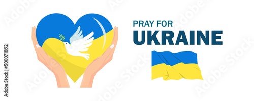 War in Ukraine. Russia attacked Ukraine. Stop war. Pray for Ukraine. vector