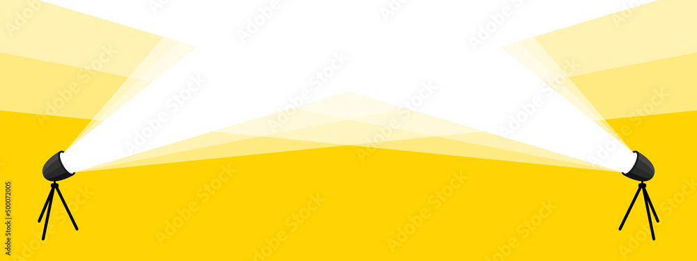Banner light from two spotlights. Light from the lamps. Vector image Banner light from two spotlights. Light from the lamps. Vector image