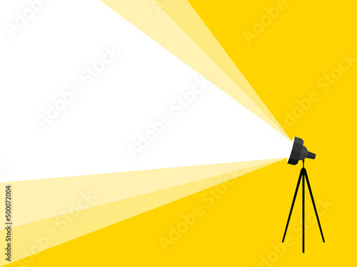 Banner light from the spotlight. Light from the lamp. Vector image