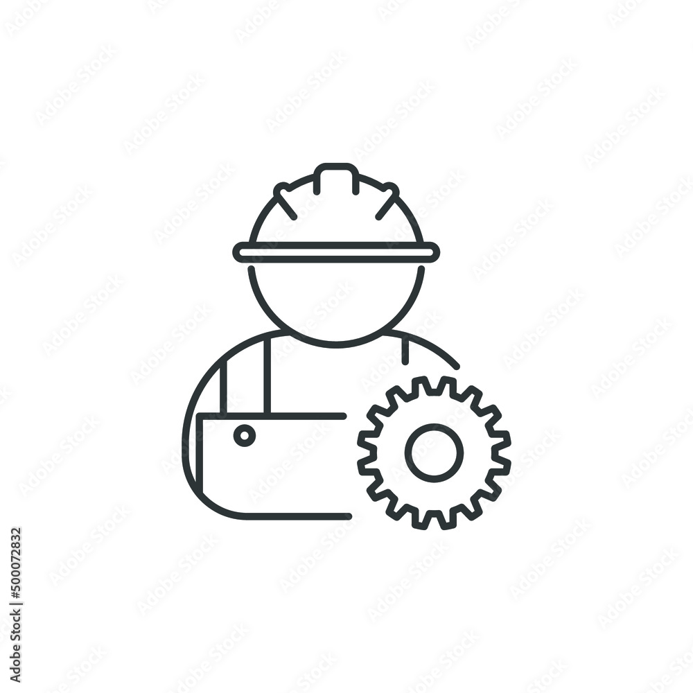 Vector sign of the Construction worker symbol is isolated on a white background. Construction worker icon color editable.