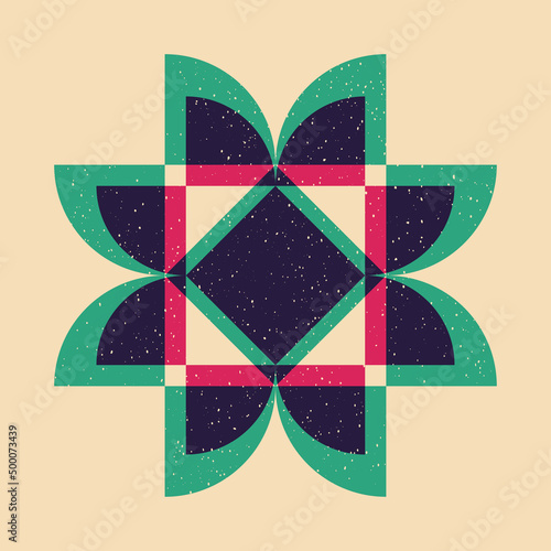 Geometric object  with riso print effect. Vector. Graphic element  for fabric, textile, clothing, wrapping paper, wallpaper, poster. Graphic element.  Perfect For your own decoration or design