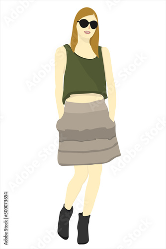 casual girl smile with sunglasses