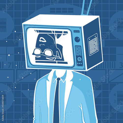 Vector illustration man and television