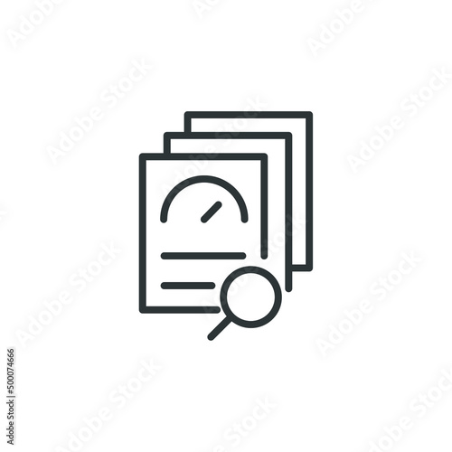 Vector sign of the Document like auditing symbol is isolated on a white background. Document like auditing icon color editable.