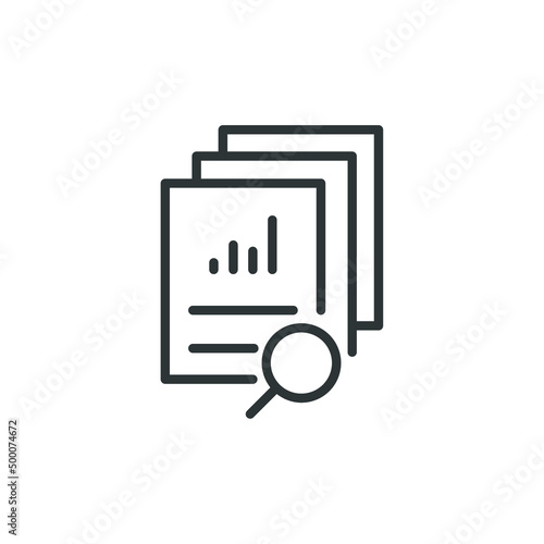 Vector sign of the Document like auditing symbol is isolated on a white background. Document like auditing icon color editable.