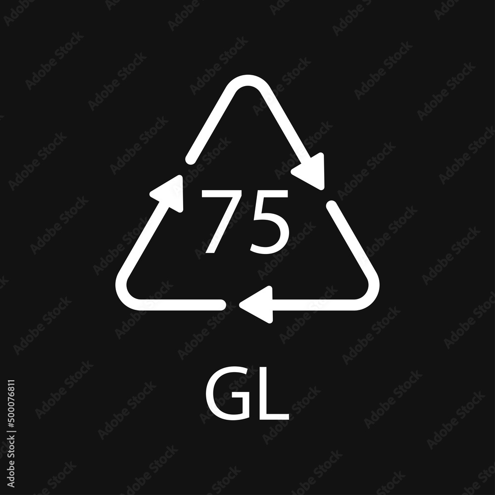Low Lead Glass. Glass recycling code 75 GL. Vector illustration Low Lead Glass. Glass recycling code 75 GL. Vector illustration