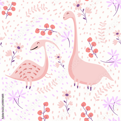 dinosaurus and Floral Pattern. A Pattern for kids fashion, wallpaper, print and more. 