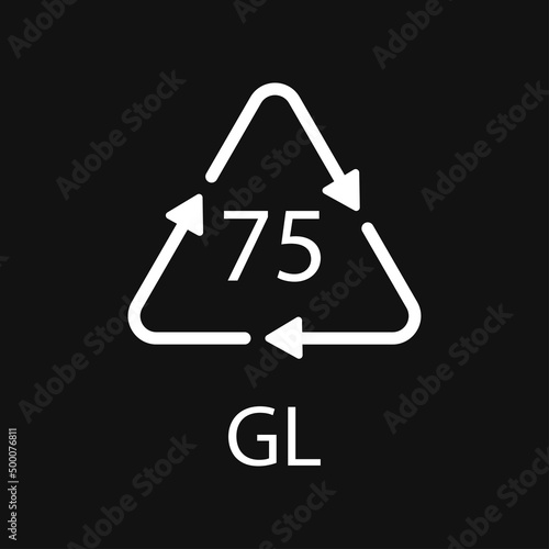 Low Lead Glass. Glass recycling code 75 GL. Vector illustration