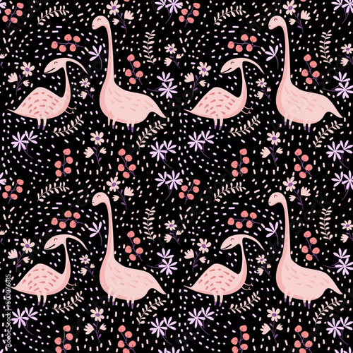 dinosaurus and Floral Pattern. A Pattern for kids fashion, wallpaper, print and more. 