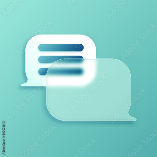 Message icon. Dialog box in glass morphism style. Vector.
