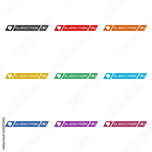 Media Channel subscribe icon color set