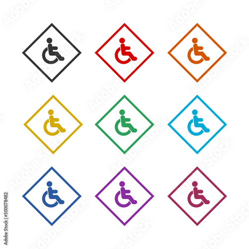 Disabled wheelchair icon color set