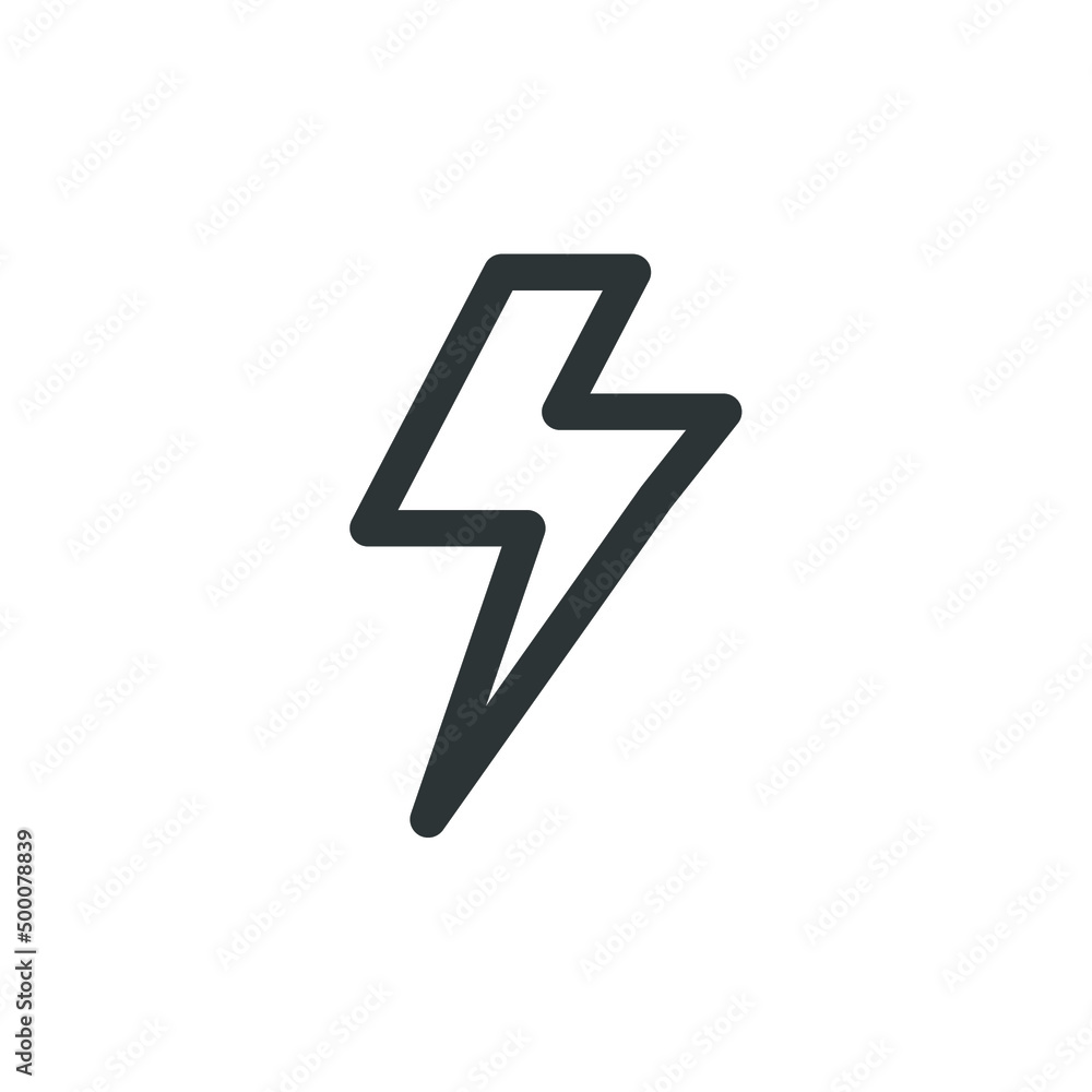 Vector sign of the lightning symbol is isolated on a white background. lightning icon color editable.