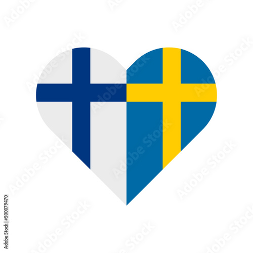 heart shape icon with finland and sweden flag. vector illustration isolated on white background