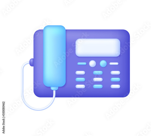 3D Office phone isolated on white background. Business and technology concept. Desk Telephone, Home Telephone Icon. Can be used for many purposes.