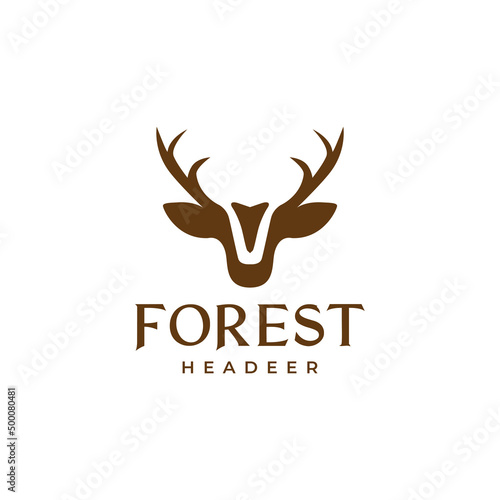 male deer head with horn logo design vector graphic symbol icon illustration creative idea