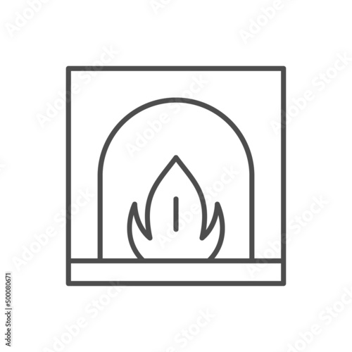 Furnace with flame line outline icon