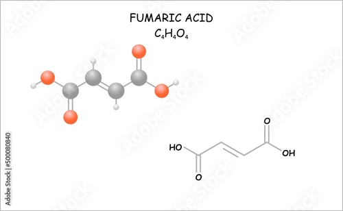 Stylized molecule model/structural formula of fumaric acid.