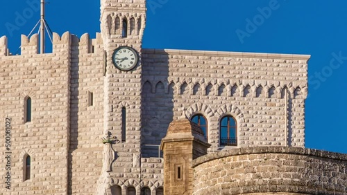 Prince's Palace of Monaco timelapse with early morning light. Residence of the Prince of Monaco.