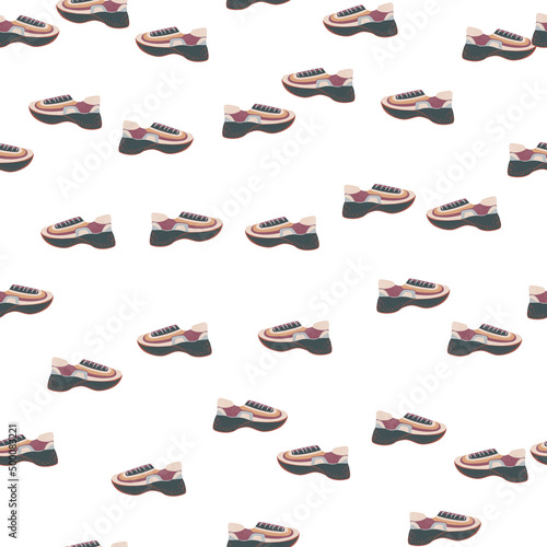 Seamless pattern with modern sneakers. Background with shoes for active lifestyle in doodle style.