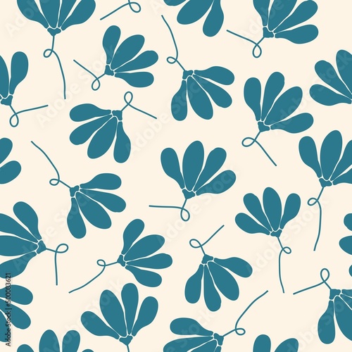 Seamless vintage pattern. Blue flowers. White background. vector texture. fashionable print for textiles, wallpaper and packaging.