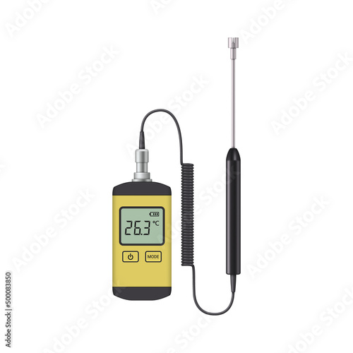 Electronic thermometer with surface probe. Vector illustration.