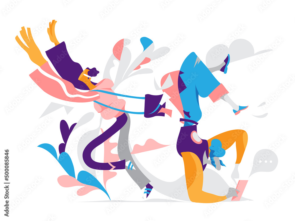 Vector illustration of dancing happy people