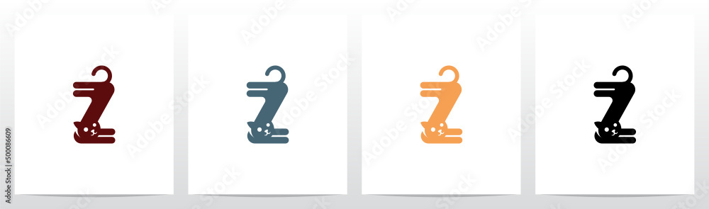 Cat Stretching Letter Logo Design Z Cat Stretching Letter Logo Design Z