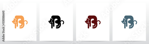 Cat Stretching Letter Logo Design B