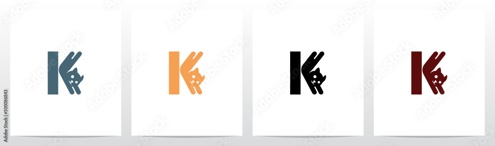 Obraz premium Cat Stretching Letter Logo Design K