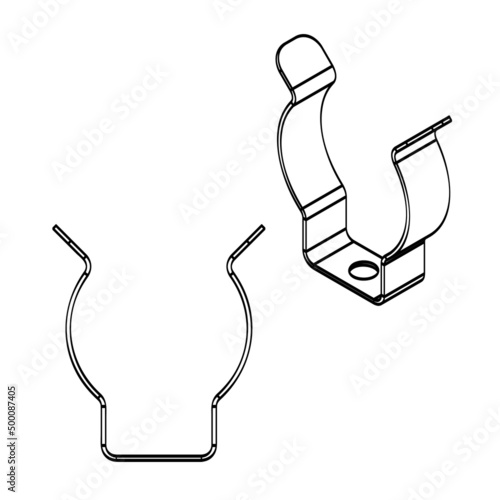 Bracket for lamp with holes. Vector set