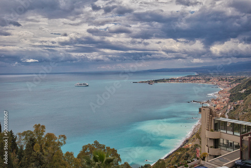 Panorama of the touristic city of Taormina, located in eastern Sicily. © Antonio