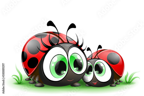 Obraz na płótnie Ladybug mom with her child