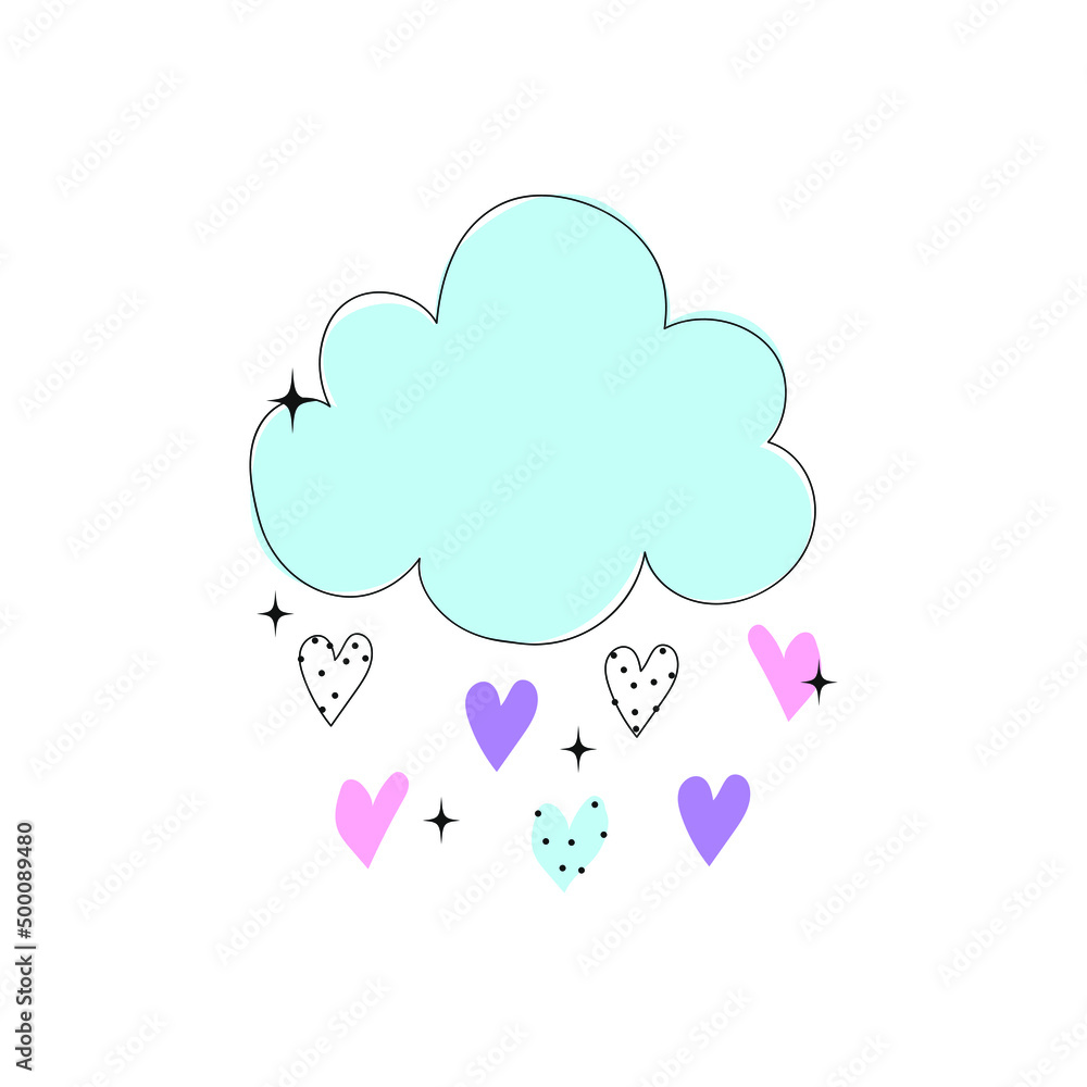 Doodle  unicorn style party items cartoon vector illustration 