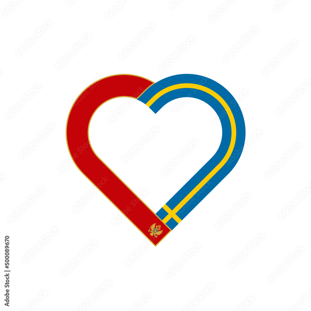 unity concept. heart ribbon icon of montenegro and sweden flags. vector illustration isolated on white background unity concept. heart ribbon icon of montenegro and sweden flags. vector illustration isolated on white background