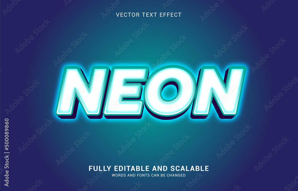 editable text effect, Neon style