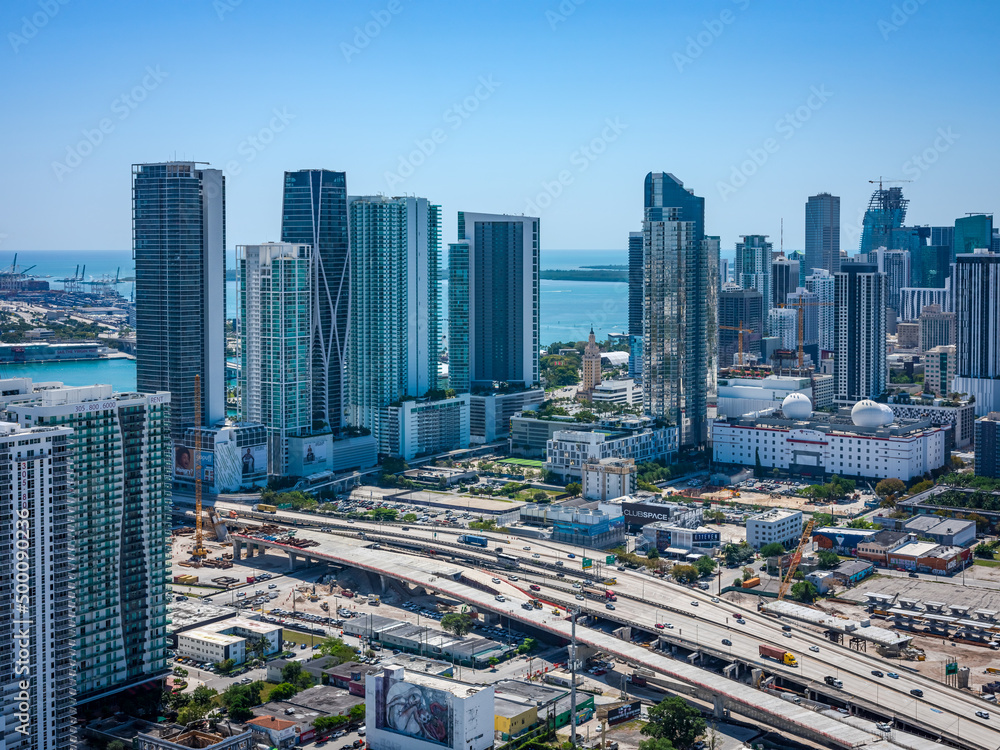 Fototapeta premium sea, Miami, Fort Lauderdale, aerial, blue, green, ocean