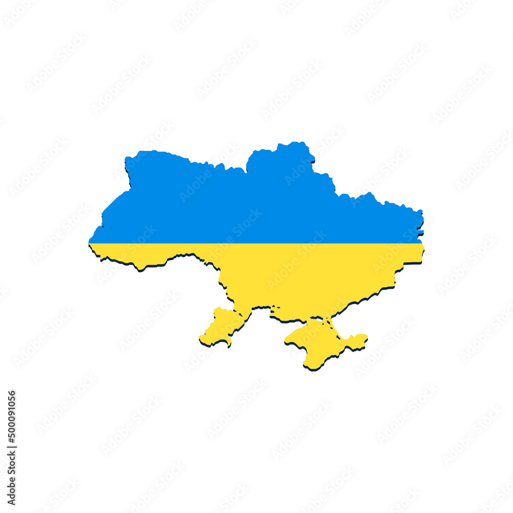 Yellow and blue Map of Ukraine. Vector graphics