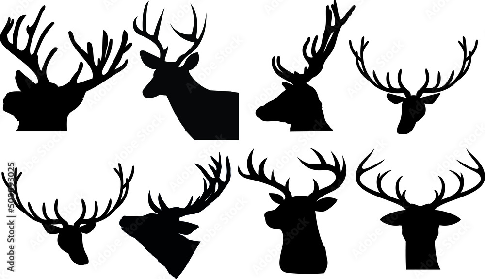 Deer Head Silhouettes Deer Head SVG EPS PNG