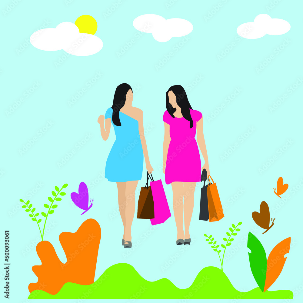 Woman Shopping Flat illustration Woman Shopping Flat illustration