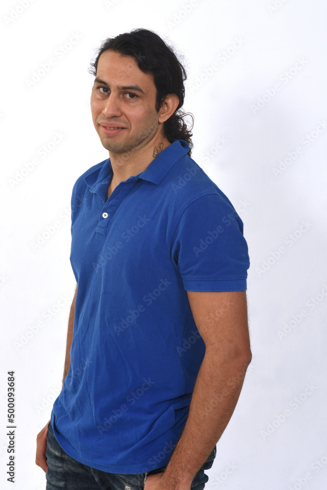 portrait of a smiling man looking at camera on white background portrait of a smiling man looking at camera on white background