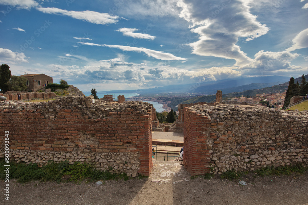 The ancient Greek-Roman theater of Taormina, a tourist city in Sicily. The ancient Greek-Roman theater of Taormina, a tourist city in Sicily.