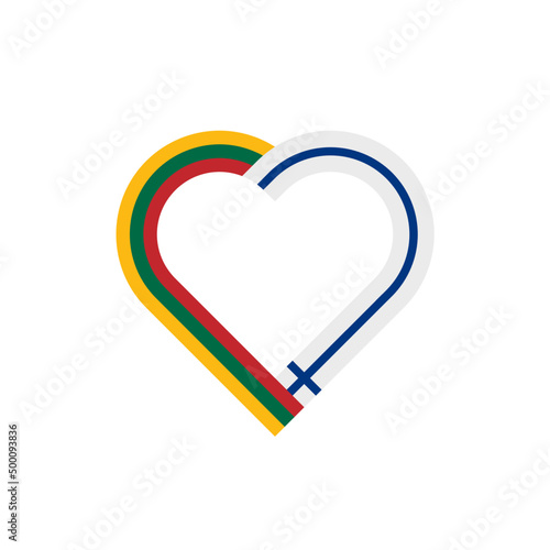 unity concept. heart ribbon icon of lithuania and finland flags. vector illustration isolated on white background