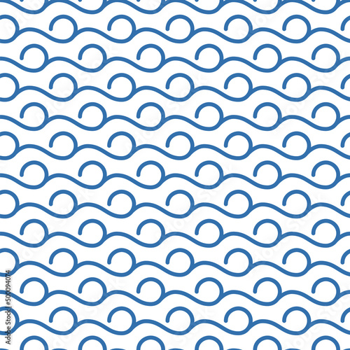 Curly water waves pattern. Seamless line ornament