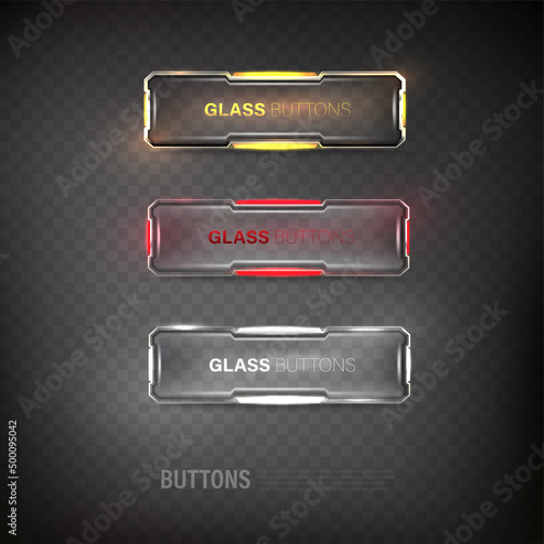 Buttons set web steel on background color black 11