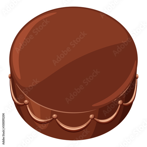 チョコクリームを塗ったケーキのイラスト_土台のみ_ホールケーキ_アニメ風