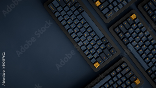 computer keyboard on blue background