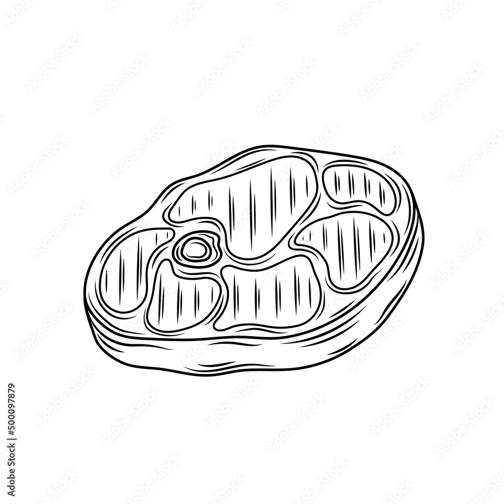 Beef, pork or lamb Red meat hand drawn sketch. Engraved raw food illustration. Butcher shop product. Prime rib steak vector illustration. Vintage style,can be used for logo, label, restaurant menu. Beef, pork or lamb Red meat hand drawn sketch. Engraved raw food illustration. Butcher shop product. Prime rib steak vector illustration. Vintage style,can be used for logo, label, restaurant menu.