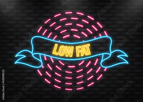 Neon Icon. Flat low fat banner, ribbon on white backdrop. Vector banner. Flat vector logo.