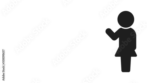 立ってジェスチャーをする女の人のアイコン - 案内・誘導・解説のイメージ素材
